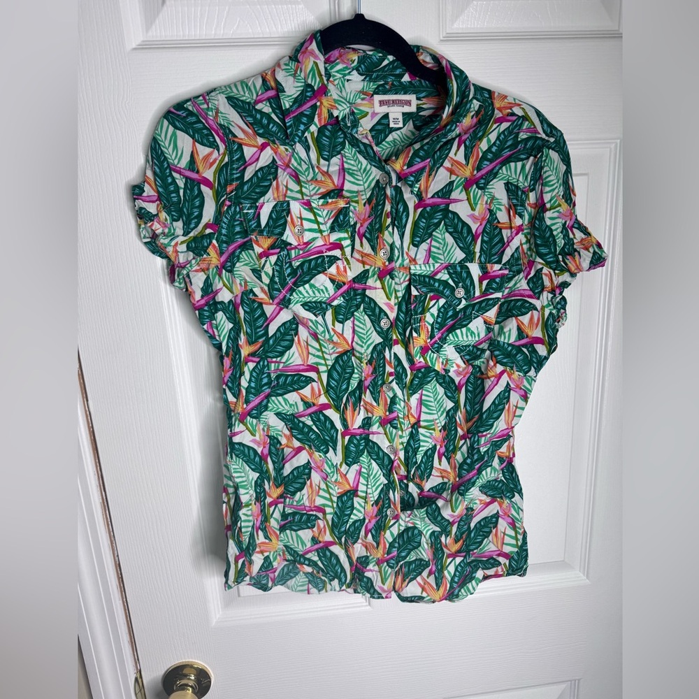 True Religion Leafy Print Short Sleeve Shirt